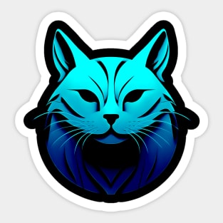 Gradient Blue Cat Sticker